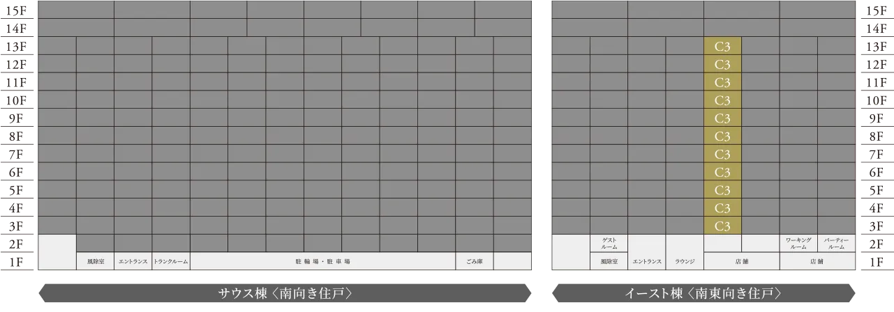 C3タイプ住戸の位置表示
