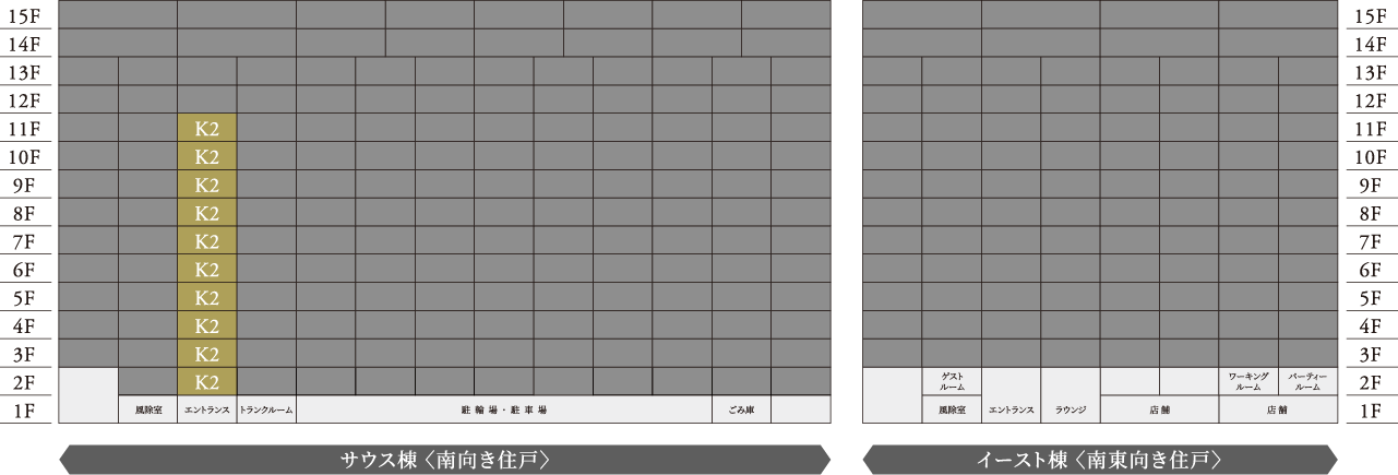 K2タイプ住戸の位置表示