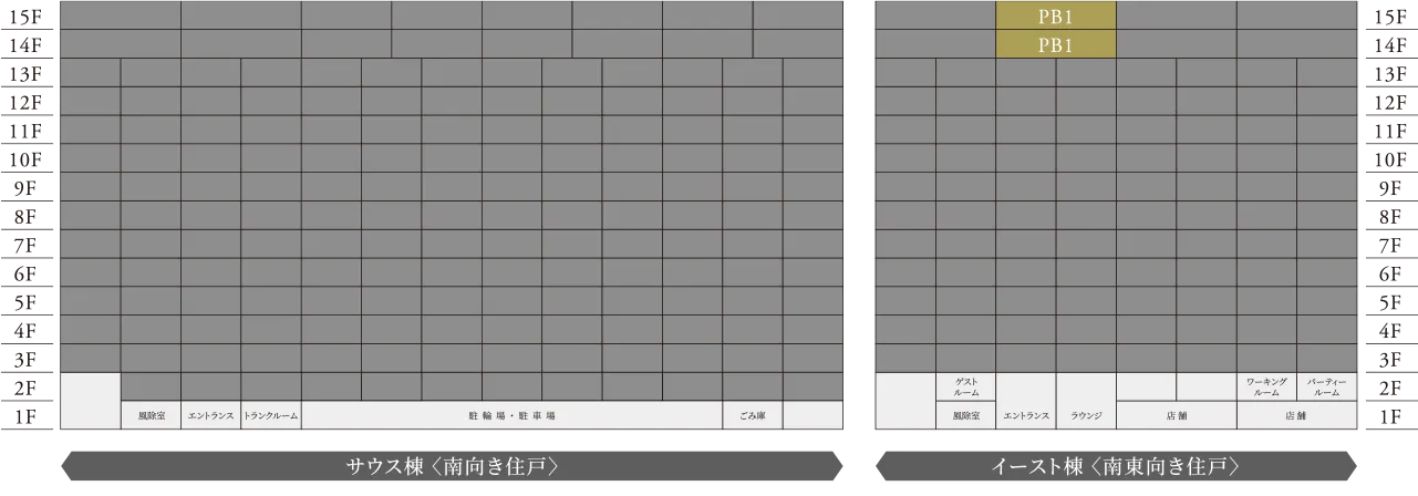 PB1タイプ住戸の位置表示
